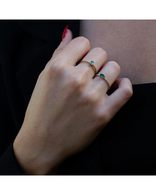Ebru Jewelry Metallic Balance Emerald Diamond Band Ring