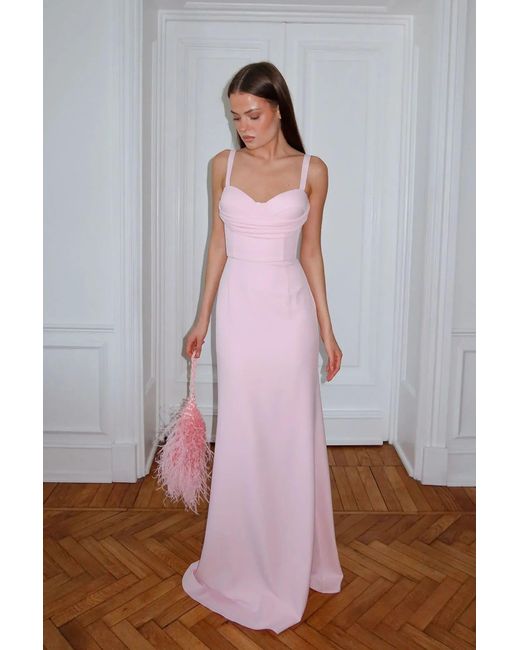 POST MERIDIEM Pink Maxi Dress With Gathered Bodice
