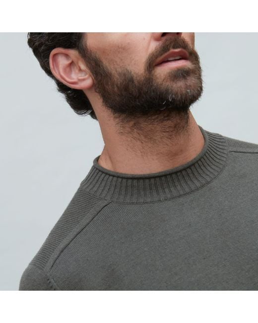 Paul James Knitwear Green Lightweight Cotton Linen Slaithes Saddle Shoulder Jumper for men