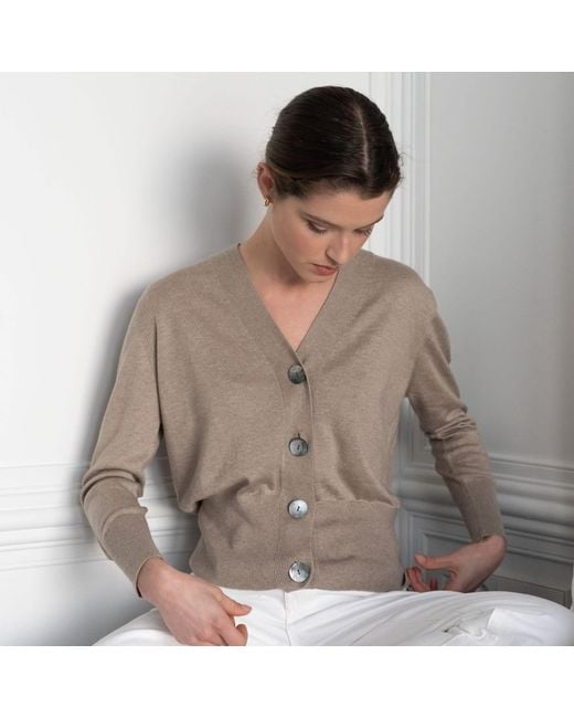 Bel Cashmere Natural Neutrals Capri Silk And Cashmere Cardigan