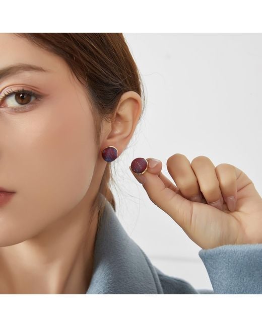 Soft Strokes Silk Purple Pure Silk Brocade Earrings