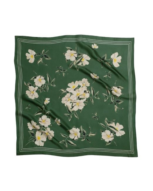 RainSisters Green Medium Floral Natural Silk Scarf