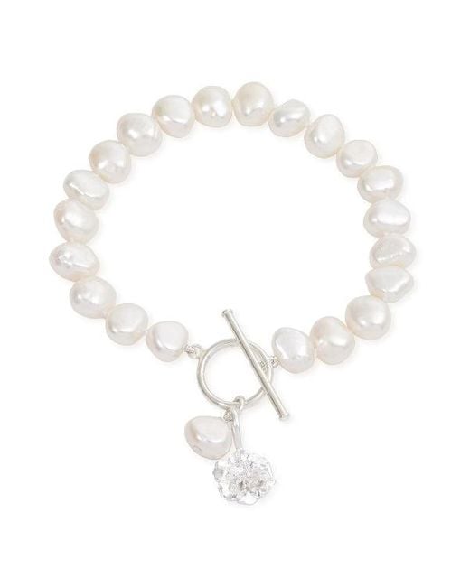 Pearls of the Orient Online Metallic Vita Cultured Freshwater Pearl Bracelet With Cherry Blossom Charm