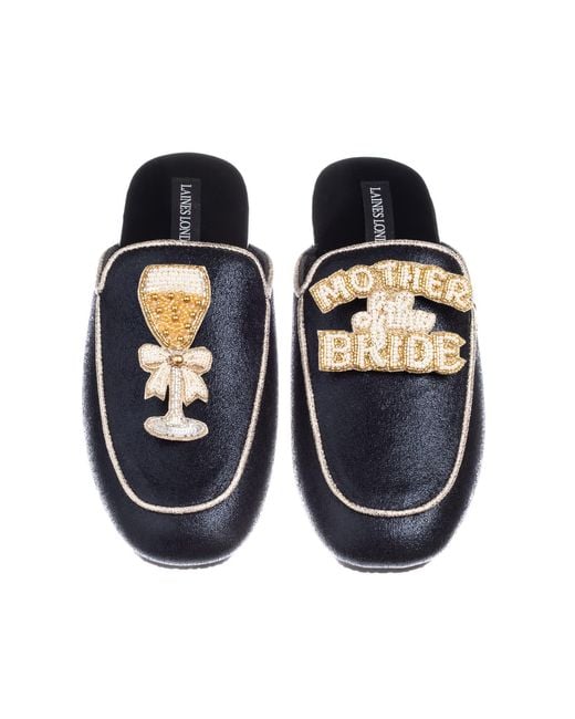 Laines London Black Classic Mules With Mother Of The Bride Brooches