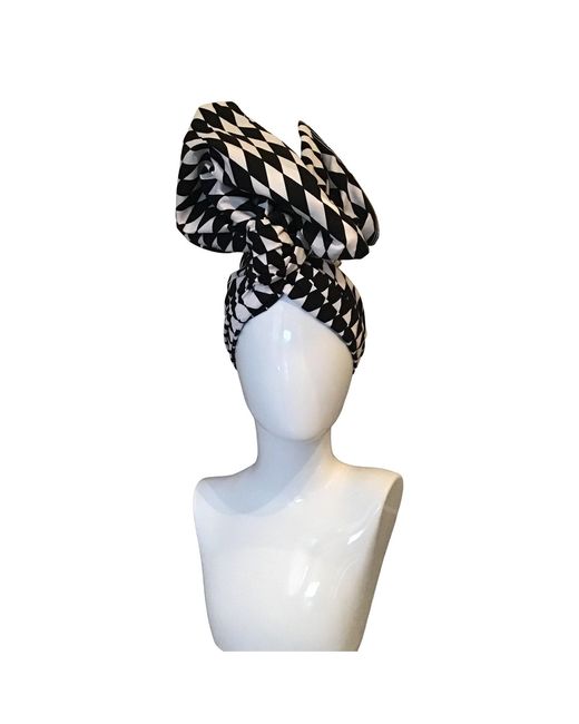 Romer Millinery Black Twisturban Turban & Diamond Pattern