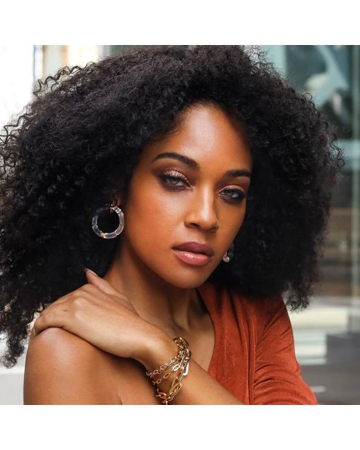 Gold & Honey Metallic Gala Round Bamboo Hoop Earrings