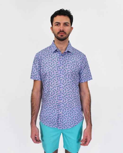 Lords of Harlech Blue Scott Swimming Seahorses Shirt for men