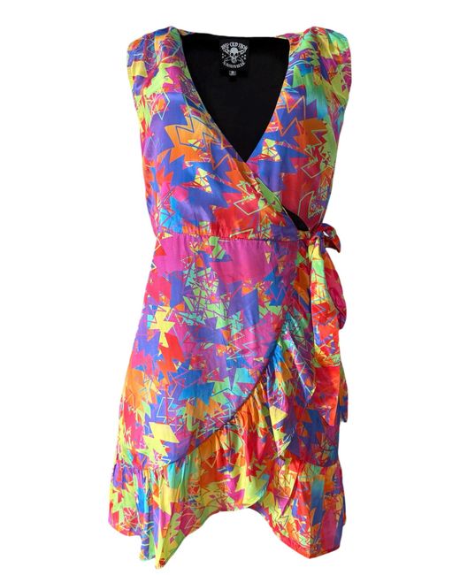 Any Old Iron Red Pastel Lightning Wrap Dress