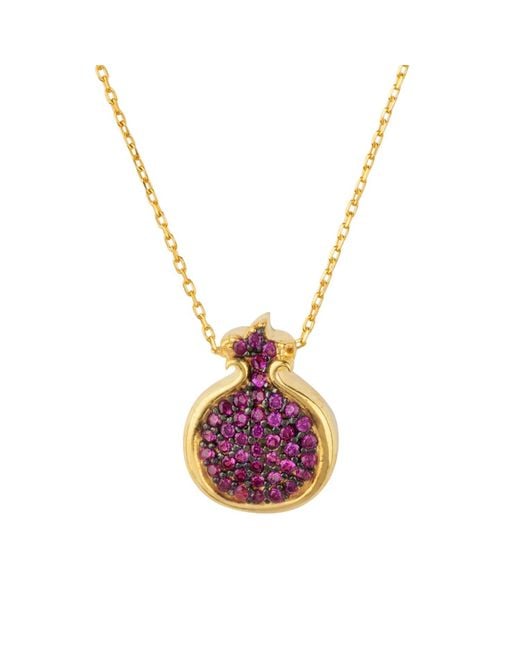 Latelita London Pink Pomegranate Ruby Pendant Necklace