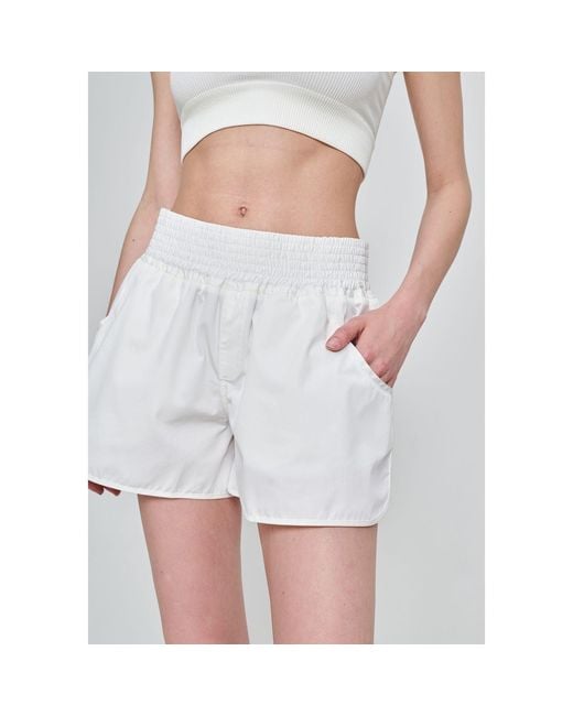 Monosuit White Cotton Mid-Thigh Mid Rise Relaxed Fit Athletic Shorts Run