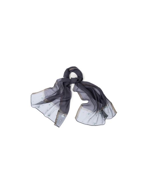 Saachi Blue Butterfly Detail Silk Scarf