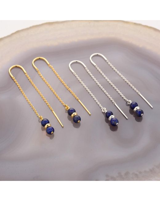 Nellou Jewellery Metallic Fall Birthstone Earrings September Lapis Plated Sterling
