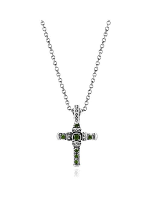 Unaloe Metallic Mystic Cross Necklace With Emerald