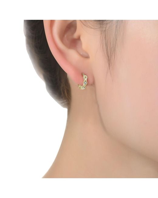 Genevive Jewelry Metallic Lovely Sterling Plated Cubic Zirconia Small Round Hoop Earrings