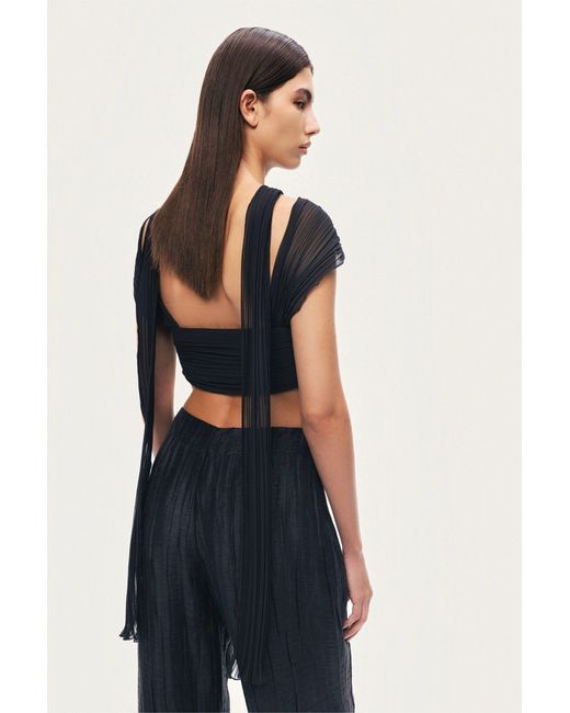 Nocturne Black Strapless Draped Bustier Top