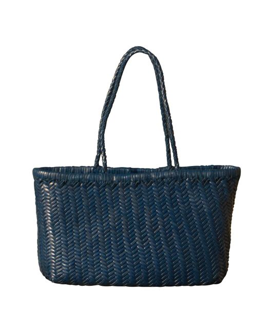 Rimini Blue Zigzag Woven Leather Handbag 'viviana' Small Size