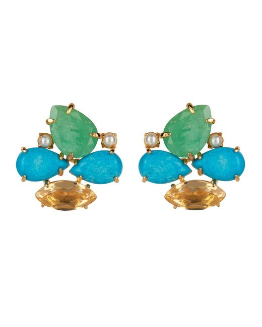 Bounkit Blue Honolulu Studs Clip On