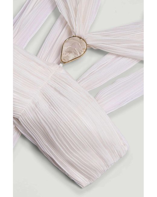 Nocturne White Strapless Draped Bustier Top