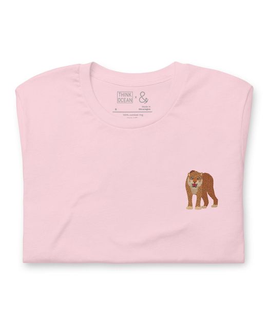 Anchor and Crew Pink Cotton Think Ocean Tiger Aspirations Cotton Embroidered T-Shirt for men