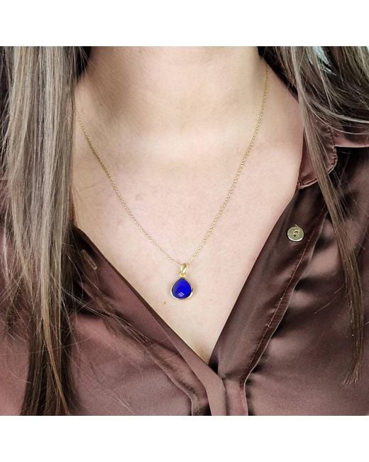 Harfi Blue Sapphire September Birthstone Vermeil Plated Necklace