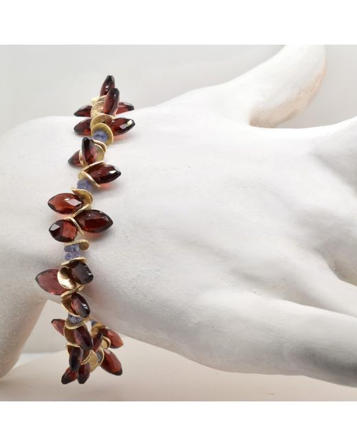 Lori Kaplan Design Brown Signature Marquis Garnet & Tanzanite Bracelet