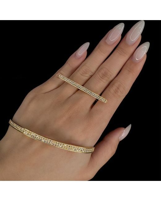 SALLY SKOUFIS Metallic Destiny Palm Cuff With Made Diamonds