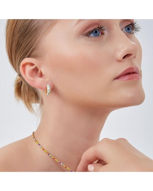 Spero London Metallic Enamel Pastel Sterling Chunky Earring