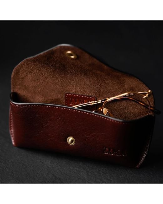 Time Resistance Brown Leather Glasses Case for men