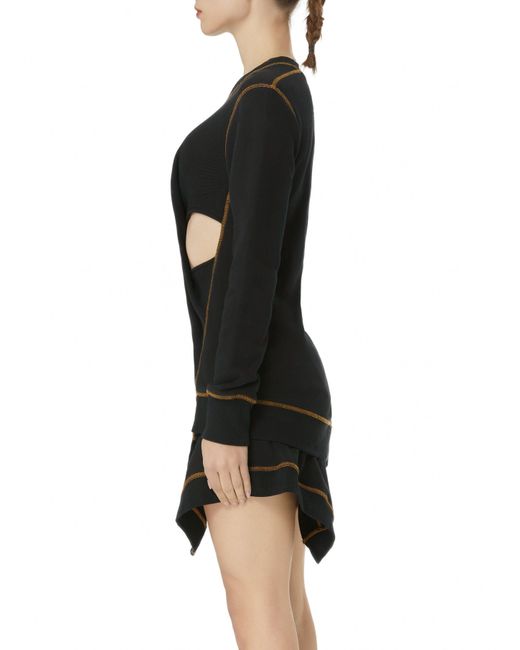 Gao Republic Black Sweatshirt Longline Cut-Out Jersey