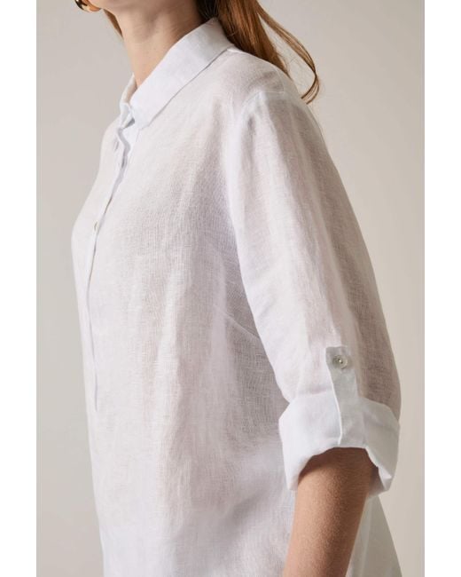 James Lakeland White Linen Blouse
