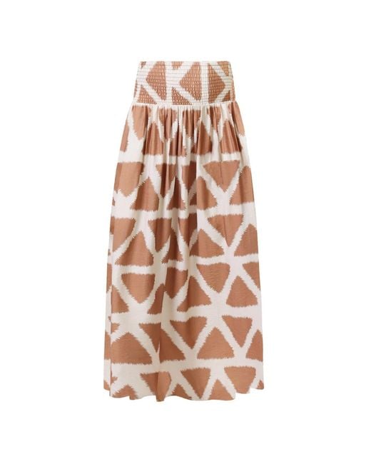 Traffic People Brown Broken Promises And Geometric Print Aurora Maxi Skirt