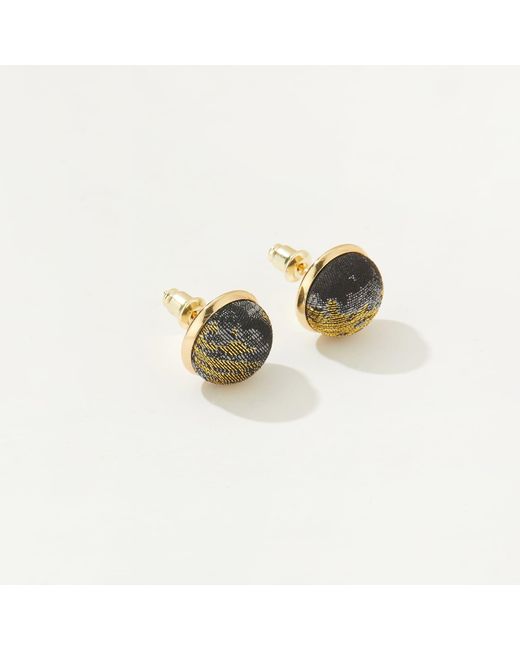 Soft Strokes Silk Multicolor Neutrals Pure Silk Brocade Earrings