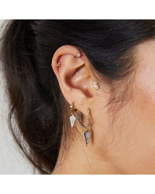 Zohreh Metallic Diamond Rhombus Hoop Earrings 9K