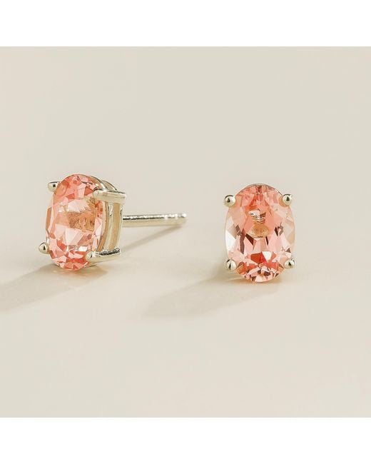 Juvetti Pink Ovo Oval Padparadscha Sapphire Stud Earrings