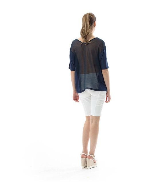 Conquista Blue Short Sleeve Batwing Top
