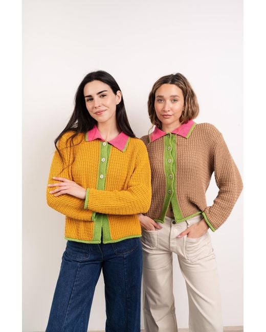 Mind Traveler Yellow Tina Mustard Cotton Cardigan