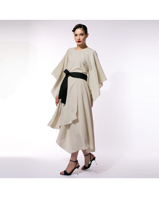 Larisa Dragna Gray Neutrals Striped Kimono Top With Tie Belt Milo
