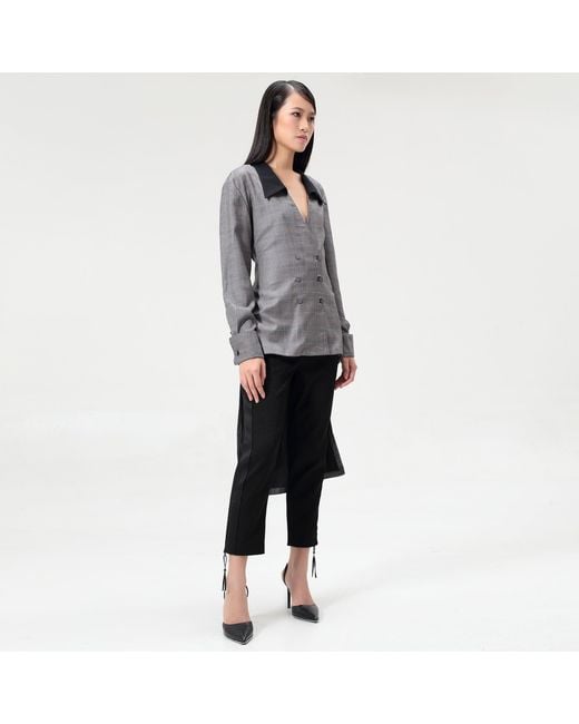 Smart and Joy Gray Long Double Breasted Tailor Shirt
