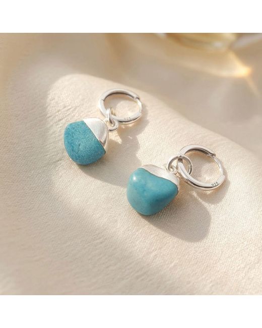 Harfi Blue Raw December Birthstone Huggies