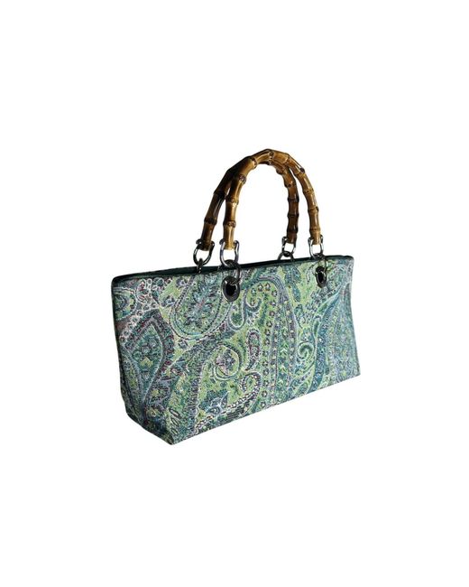 Ruj Heritage Green Mini Picnic Bag Jacquard Turchese