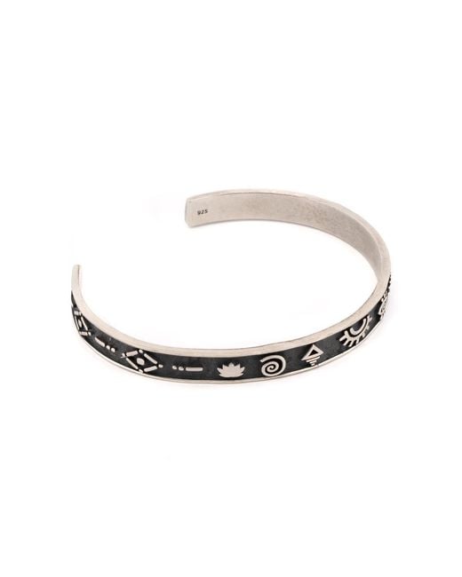 Ebru Jewelry Metallic Sterling Spiritual Symbols Cuff Bracelet for men