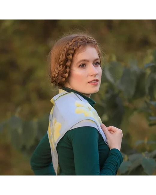 Ralufineart Yellow Natural Silk Crepe De Chine A Ray Of Sunshine Neckerchief