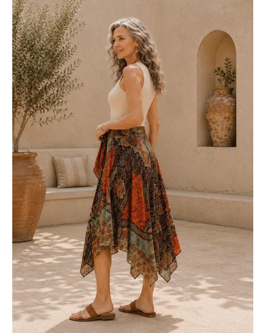 Lumina Eligma Brown Bohemian Midi Skirt