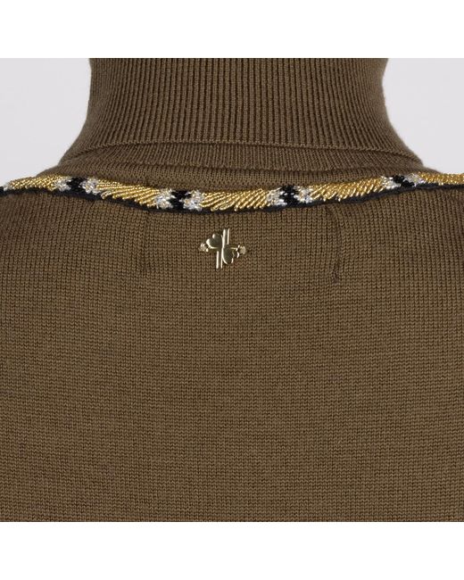 House of Laines London Green Laines Couture Wrap Snake Embellished Knitted Roll Neck Jumper