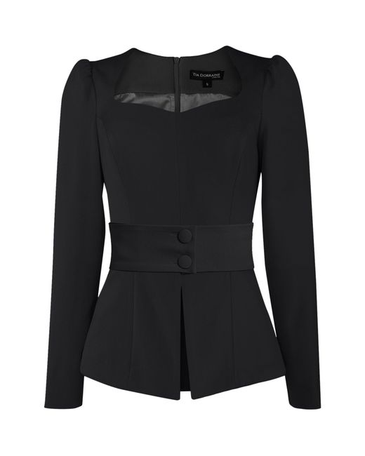 Tia Dorraine Black Fitted Sweetheart Blouse