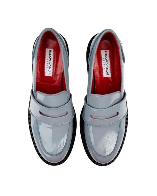 Rosamund Muir London Blue Stratford Patent Loafers