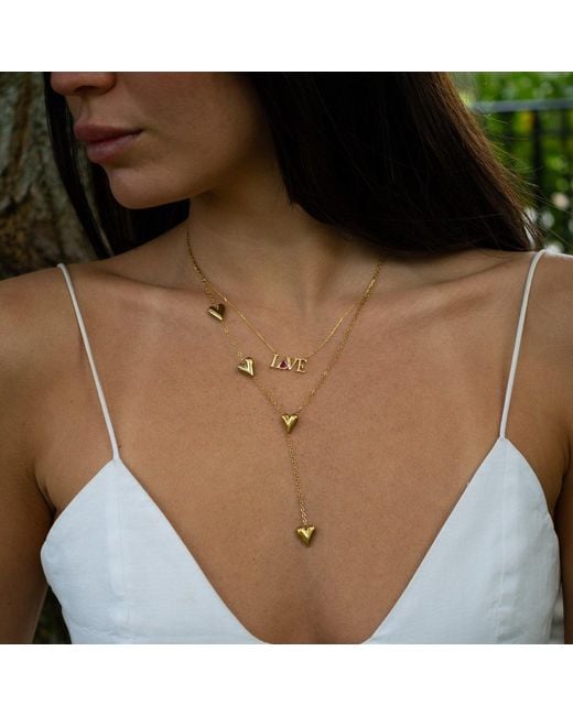 Ebru Jewelry Metallic Golden Heart Y Necklace