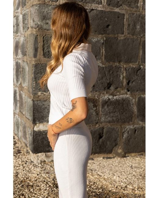 SALANIDA White Madonna Ribbed-Knit Midi Skirt *Reversible