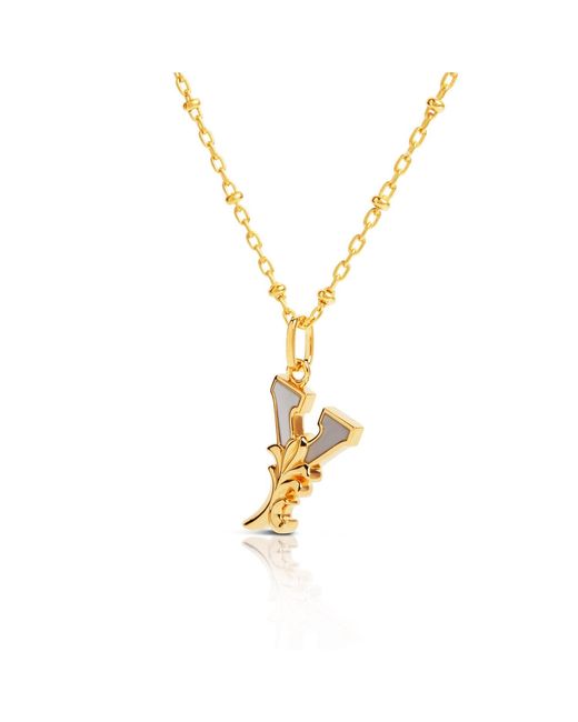 Kasun Metallic Plated Y Initial Necklace With Mother Of Pearl