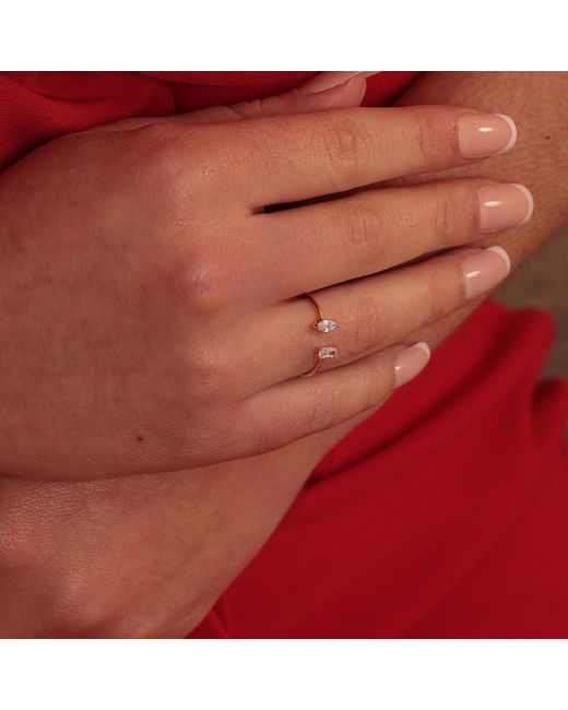 Esterah Metallic Open Marquise & Baguette Ring